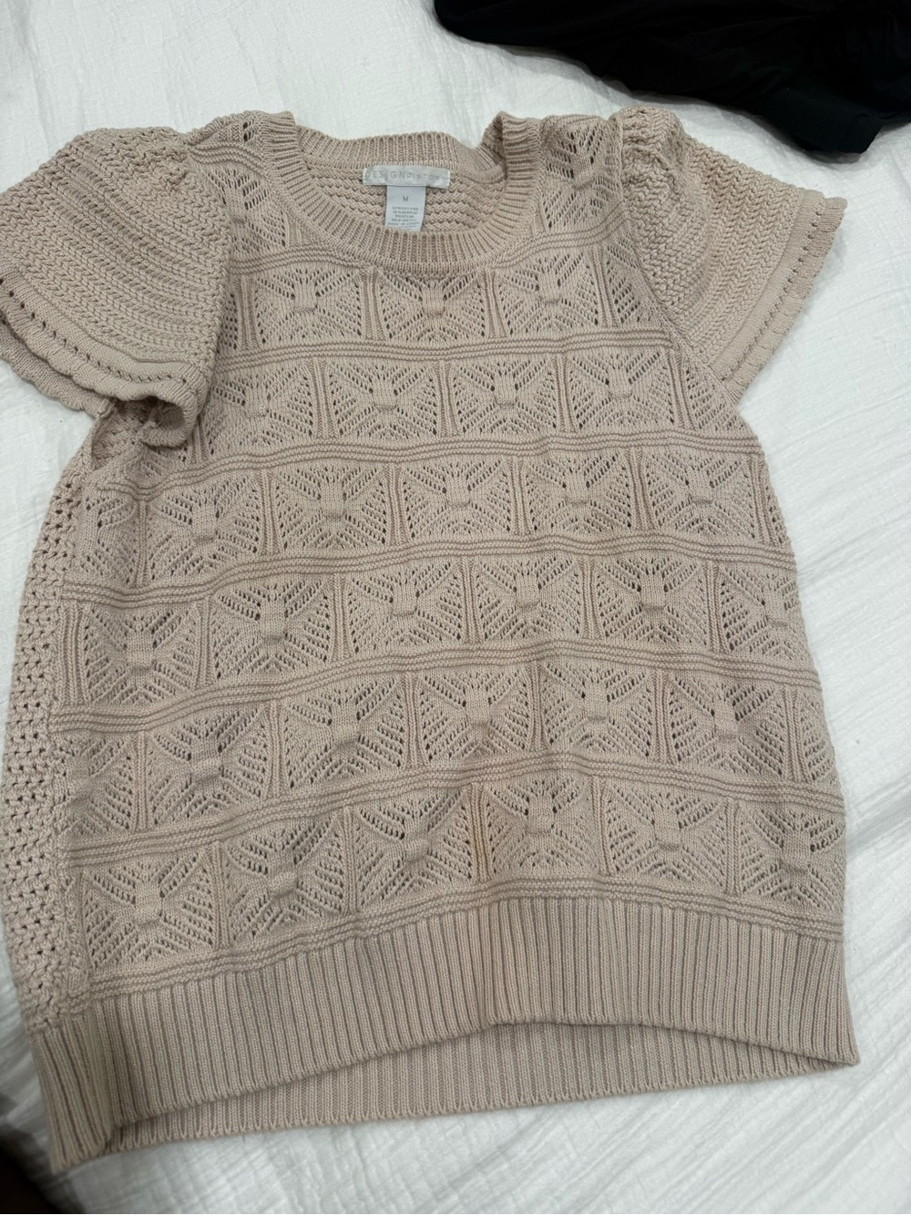 Design History Light Beige Short-Sleeve Knit Sweater
